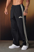 Men's Sweatpants Autumn Winter New Gym Sports Fitness Printed Ribbon Woven Mid Waist Straight Leg Pants Fashionable Casual Pants