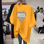 Female Clothes Basics Printed Pullovers Summer Short Sleeve Top Women Casual T-shirt Chic Y2k Loose Tees