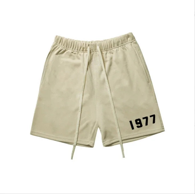 Men's 1977 Summer Streetwear Basketball Casual Cotton Shorts Gym Fitness Sports Running Workout Jogger Short Pants Sweatpants