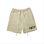 Men's 1977 Summer Streetwear Basketball Casual Cotton Shorts Gym Fitness Sports Running Workout Jogger Short Pants Sweatpants