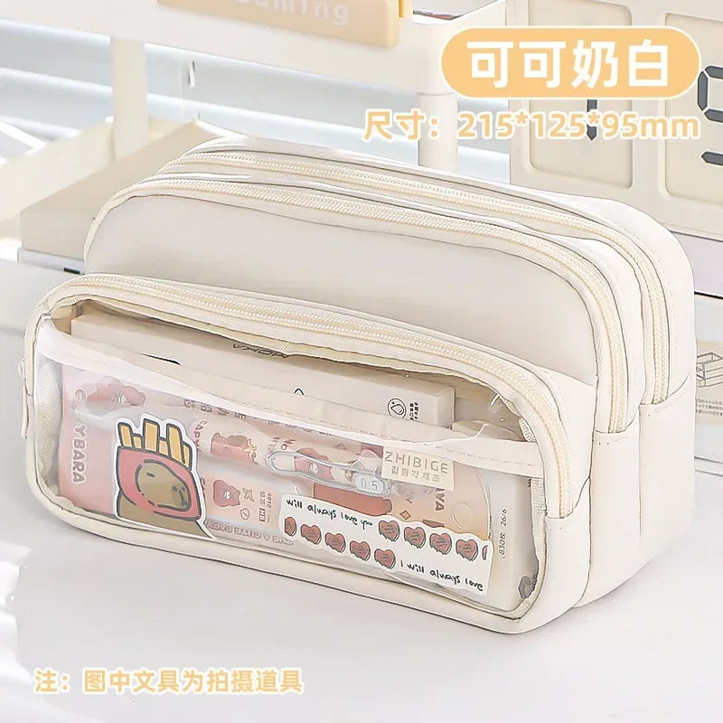 Exquisite Transparent Pencil Case Student Large Capacity Multifunctional Convenient Stationery Storage Bag