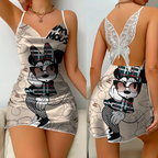 Mini Dress Pajama Skirt Bow Knot Party Dresses Satin Surface Minnie Mouse Mickey Womens Fashion Summer 2025 Elegant Women