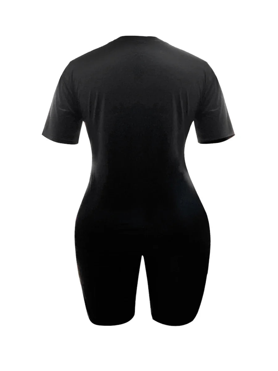 LW BASICS Plus Size Two Pieces Sets Round Neck Skinny Shorts Set 2024 NEW IN Matching Sets Summer Short T-shirt + Short Sets