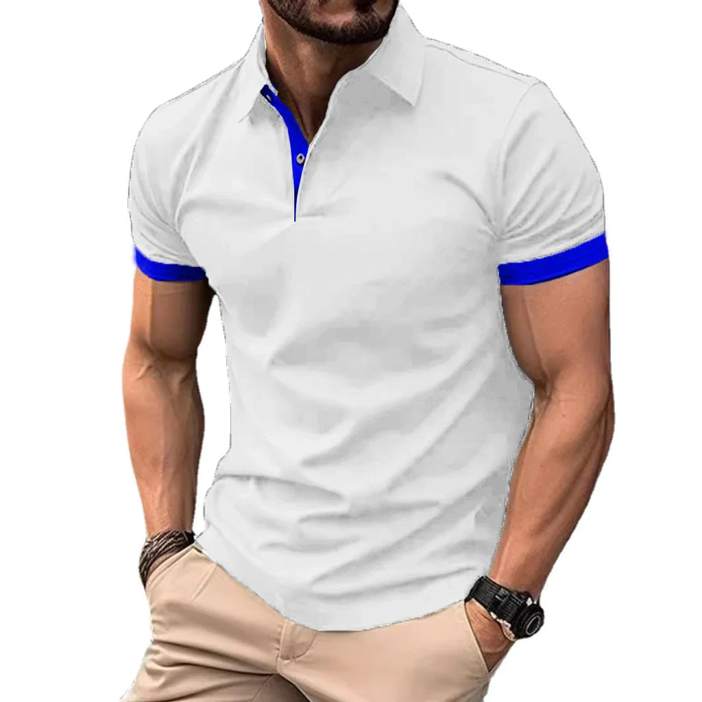 Summer Men Polo Shirts Men Short Sleeve Shirt Contrast Color Lightweight Streetwear Casual  Lapel Collar Tops