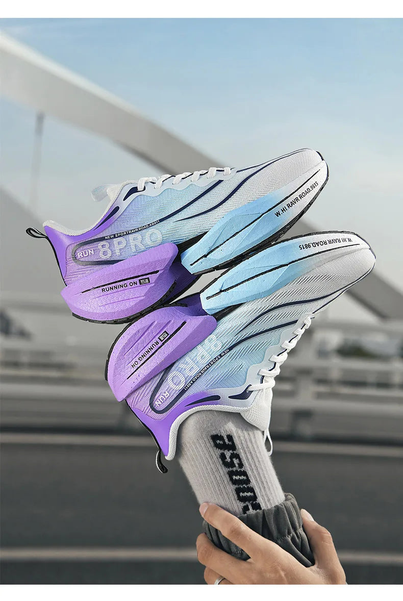 Carbon Plate Men Sports Marathon Air Cushion Running Shoes Breathable Lightweight Women Massage Athletic Nonskid Sneakers