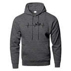Mountain Heartbeat Hoodies teens Sweatshirt Autumn Long Sleeve Hooded Sweatshirt Hoodie Black Gray Sportswear