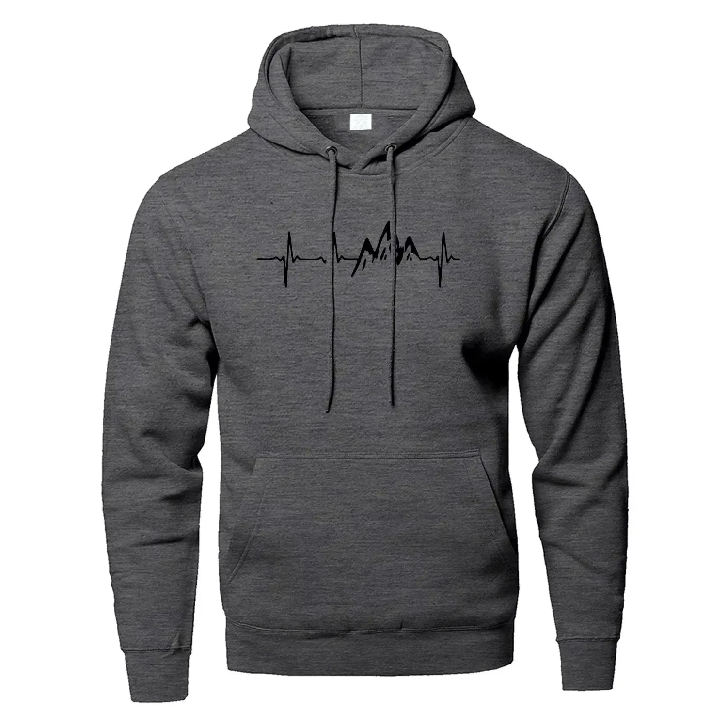 Mountain Heartbeat Hoodies teens Sweatshirt Autumn Long Sleeve Hooded Sweatshirt Hoodie Black Gray Sportswear
