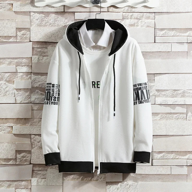 Casual Men's Sport Suit Loose Fit Hooded Cardigan Sweatshirt Pants Set Spring Autumn Season Stylish Outfit