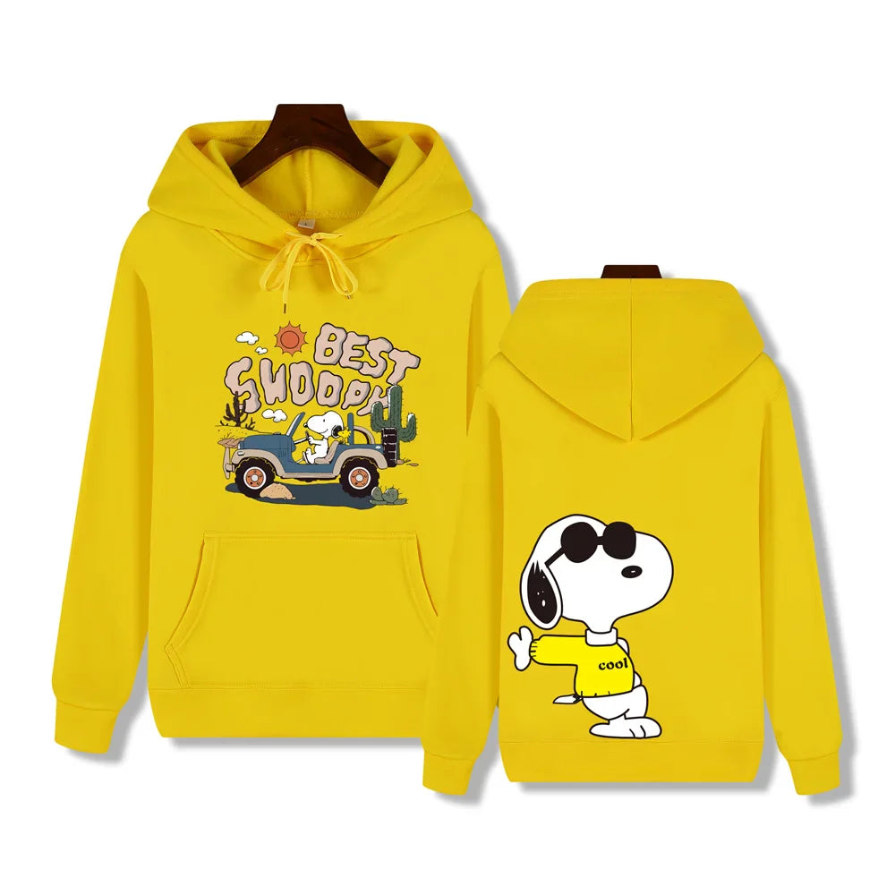 Men's casual fashion brand high-end quality Snoopy print Autumn Winter thick warm street fashion hoodie