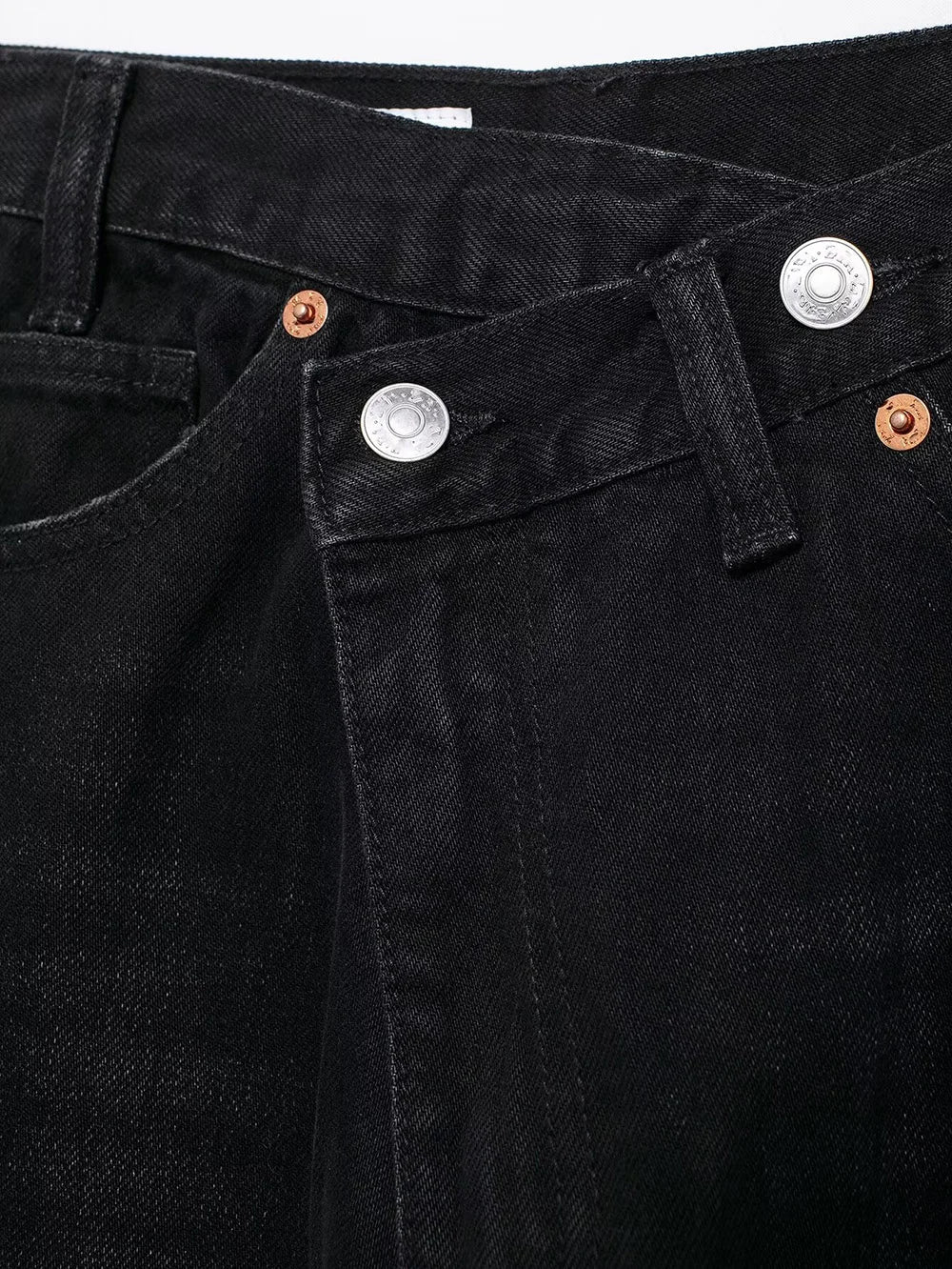 TRAF Women's Basic Hundred Jeans New Fashion Asymmetric Design High Waist Wide Leg Trousers Casual Women's Straight Leg Jeans