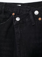 TRAF Women's Basic Hundred Jeans New Fashion Asymmetric Design High Waist Wide Leg Trousers Casual Women's Straight Leg Jeans