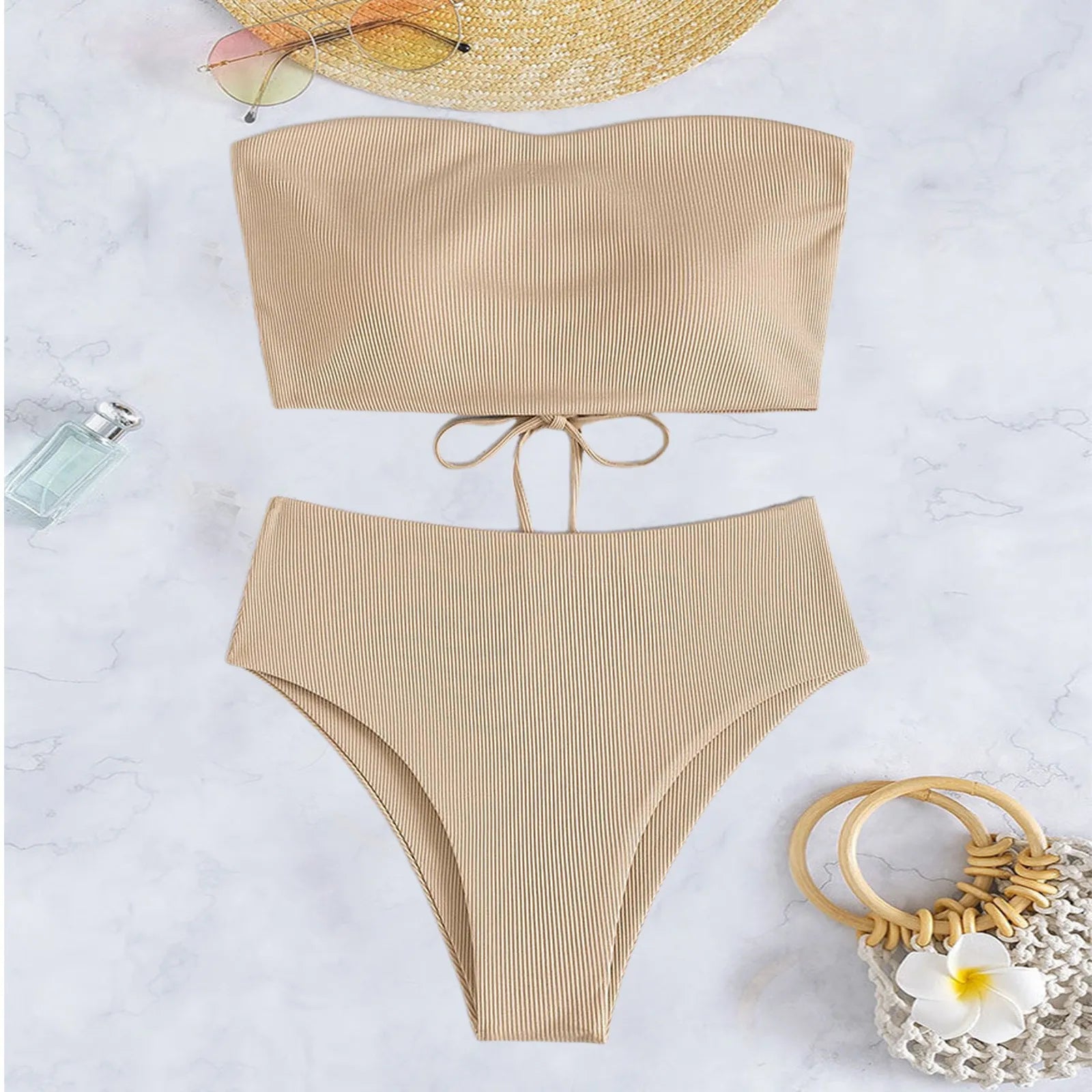 Bathing Suit Two-Piece Set Summer Swimwear Bra Briefs Bikini Set With Chest Pad Wire-Free Women Beach Suit Women Clothes