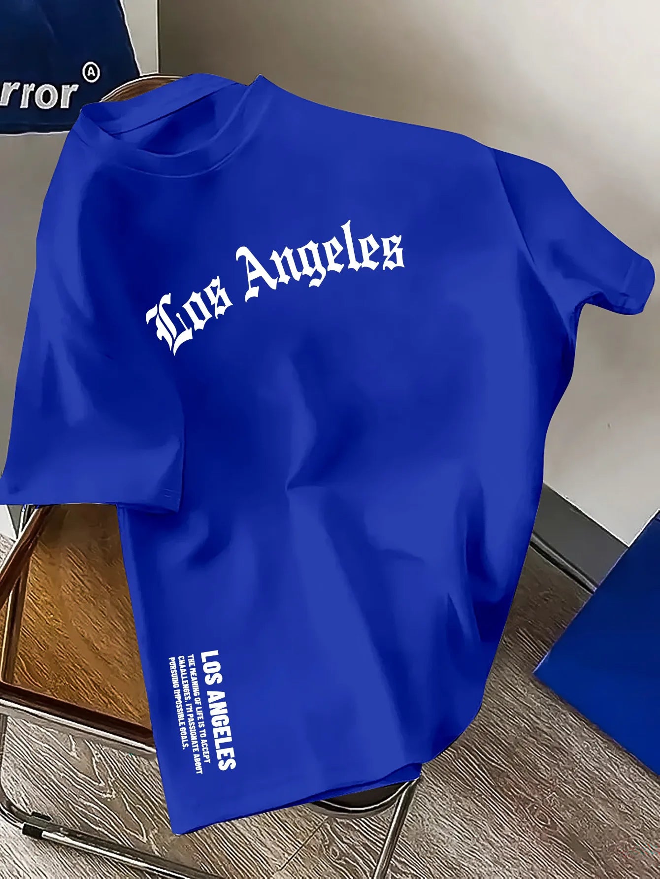 Men's Summer 100% Cotton Fashion Los Angeles Letter Printed Loose Large Casual Comfortable Round Neck Short Sleeve T-shirt Top