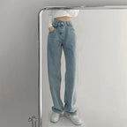 High-waisted Women's Vintage Jeans Loose-fit Straight-leg Slimming Draped Denim Trousers