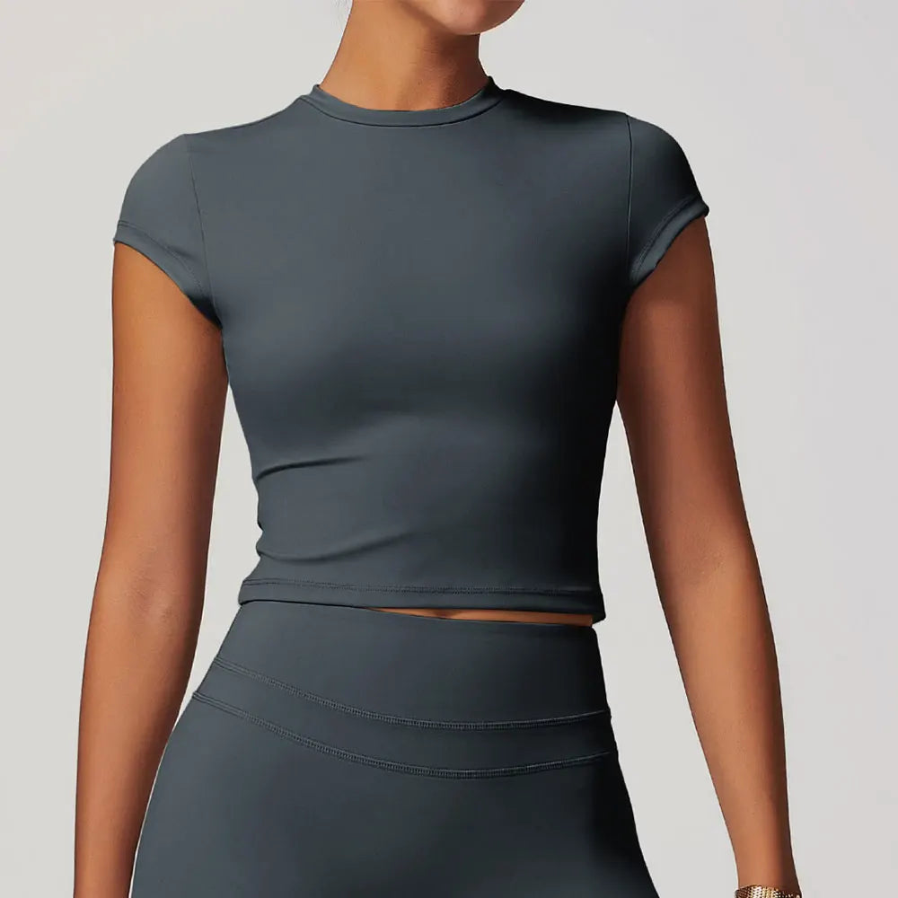 SWELTERING Women Short Sleeve Yoga Top Sport T Shirts Fitness Workout Clothes Yoga Shirt Gym Top Running Active Wear Sport Top