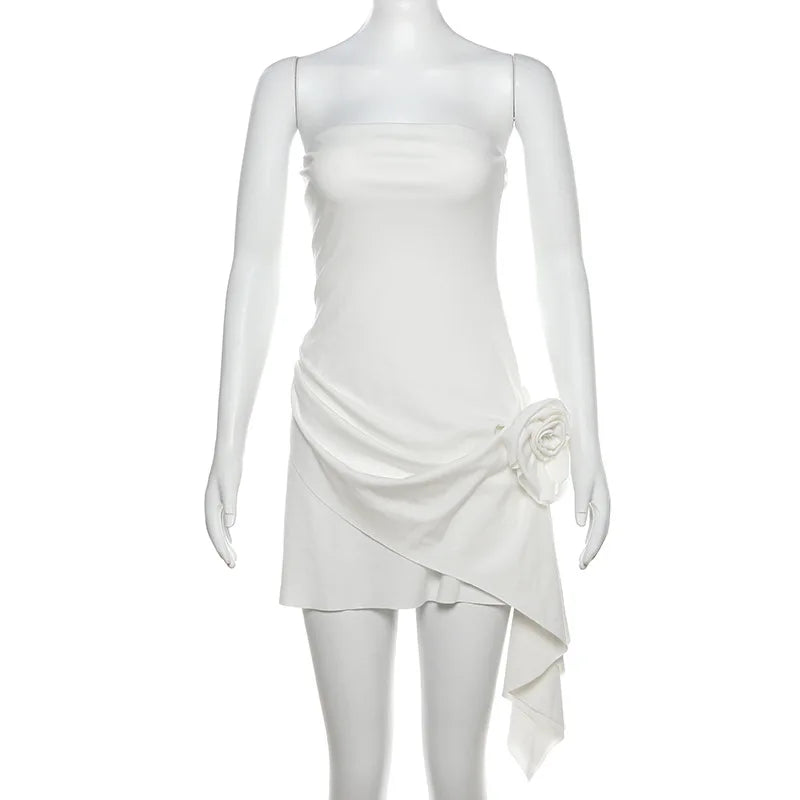 Talenza Woven Wrap Chest Backless Women's Dress High Waist Sleeveless Fashion Party Dress White Floral Slim Dress For Women 2024