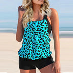 Women's Sexy Slim fit printed suspenders slit boxer shorts bikini plus size swimsuit two piece comfortable pretty swimwear swims