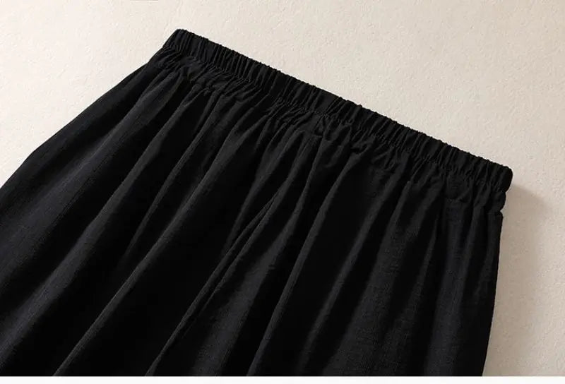 Coffee Embroidery Bloomers Casual Solid Elastic High Waist Loose Women's Pants Ankle-Length Pants For Women Clothing Fashion