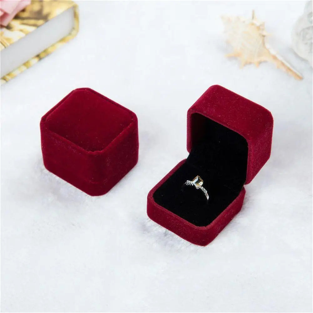 Vintage Double Slots Ring Jewelry Box For Wedding Proposal Engagement Ring Box Gift Organizer Storage PU Leather Packaging Case