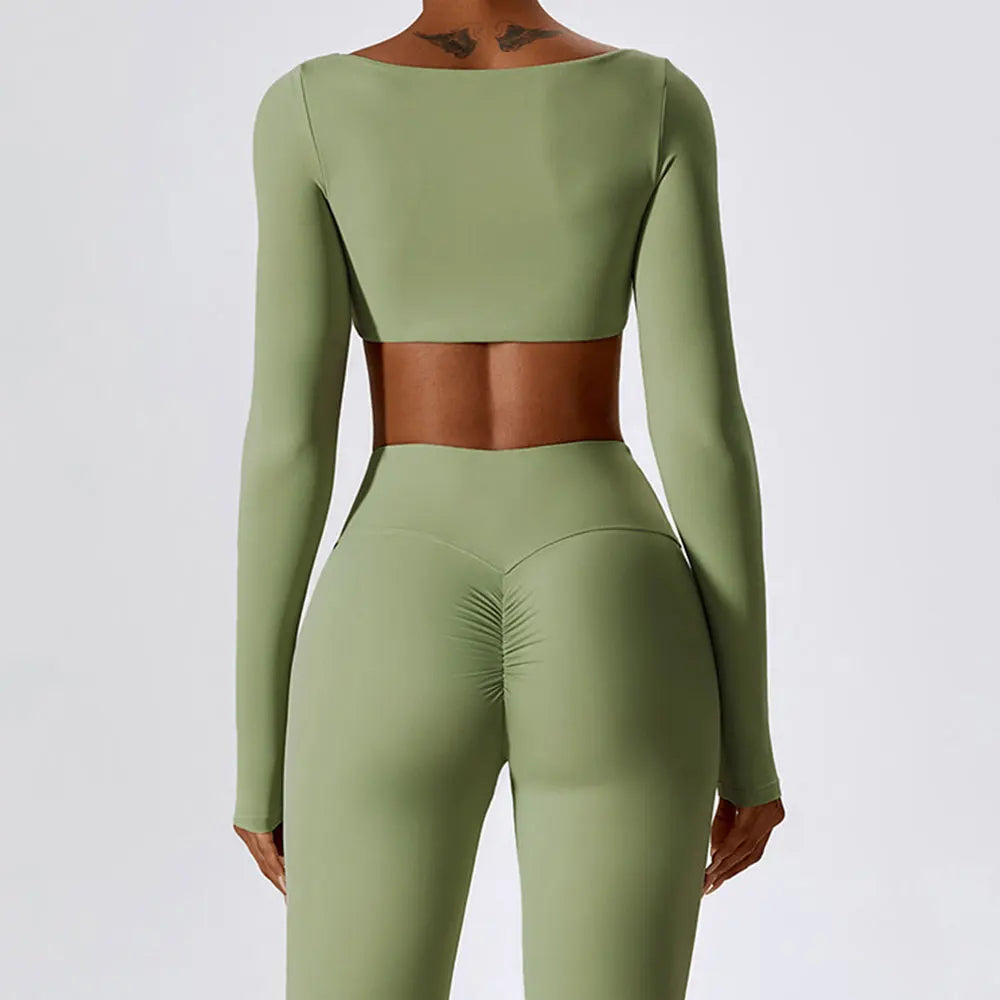 Women Sport Seamless Tops Long Sleeve Breathable Workout Slim T Shirts Athletic Running Gym Push-up Running Fitness Yoga Tops