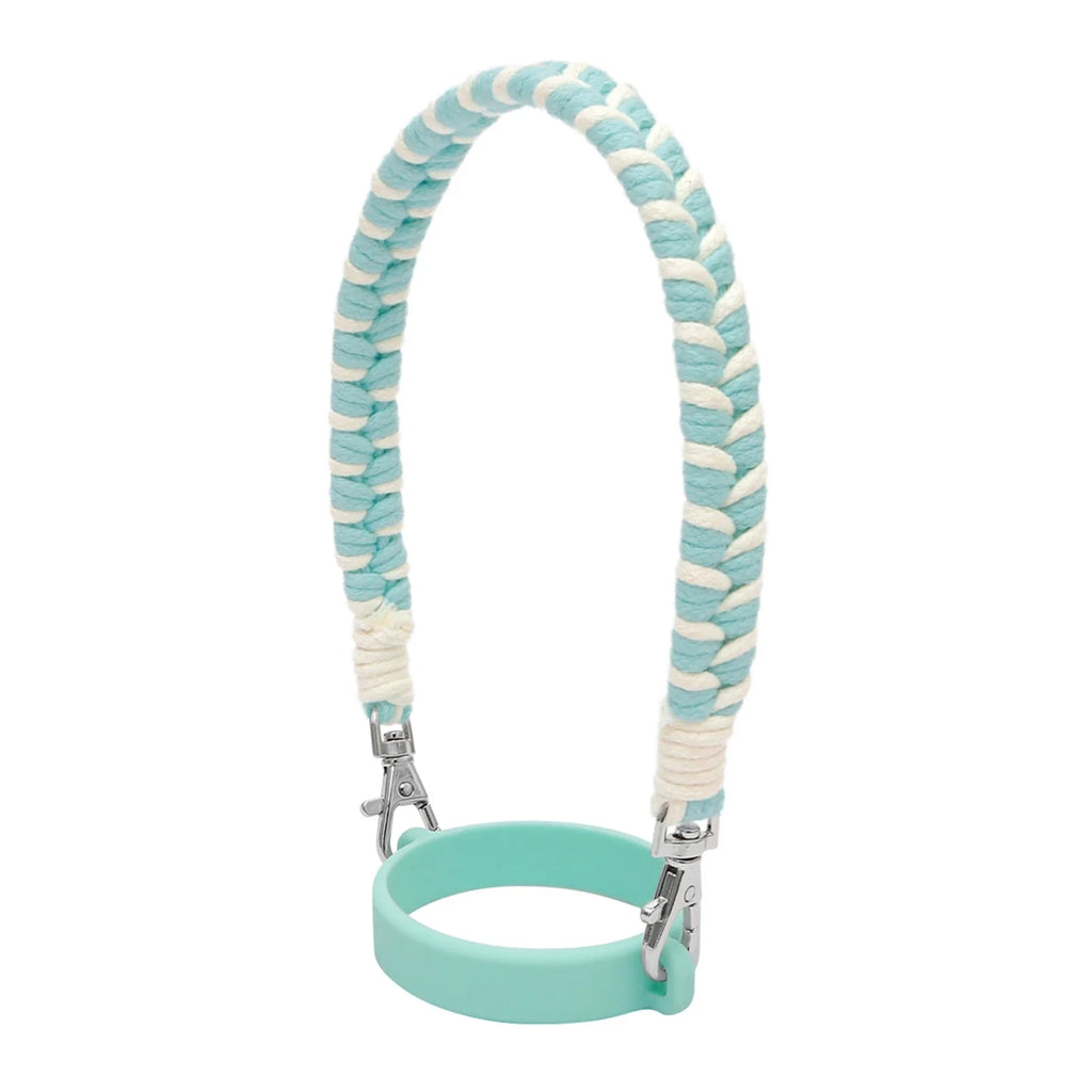 Water Bottle Handle Strap Handmade Flower 16-40oz Tumbler Silicone Safety Ring Cotton Rope Flower Durable Water Bottle Strap