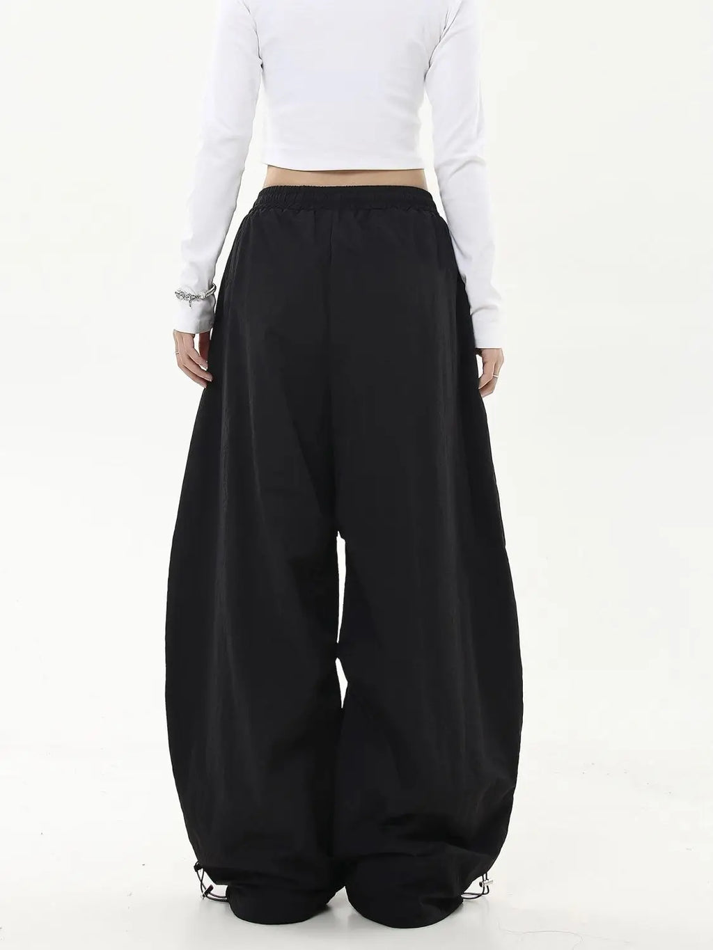 HOUZHOU Oversized Brushed Women Pants Vintage Pleated Wide Leg Trousers Warm Winter Baggy Black Trousers Harajuku Casual Joggers