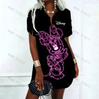 New in Bodycon Dress Polo Shirts Disney Summer Dresses Woman 2024 Offer Elegant Casual Women's Dresses Mickey Minnie Mouse Y2k