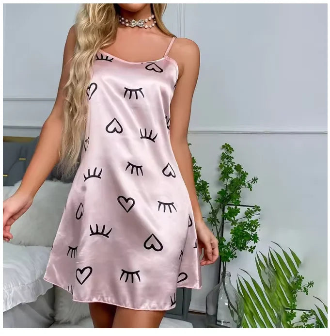 Women Sexy Sleeveless Nightdress Satin Chemise Lingerie Sleepwear Night Dress Cami Slip Dress Nightwear Nightgowns