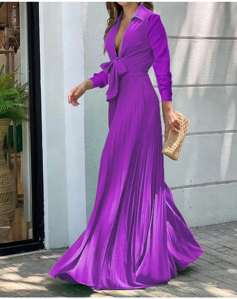 Autumn Winter Fashion V-neck Long Sleeve Elegant Blouse Print Lapel Top Women Solid Color Loose Casual Wide Leg Jumpsuit