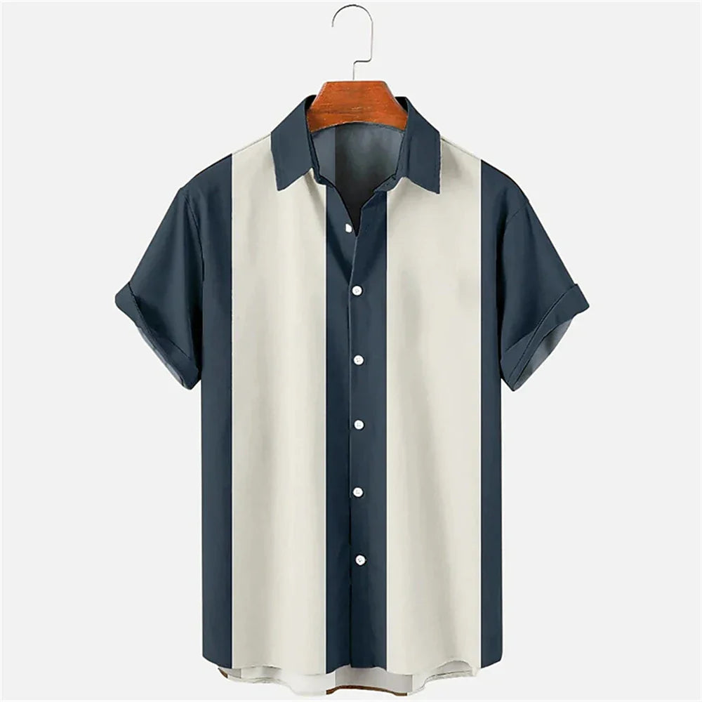 Summer New Casual Solid Color Panel Lapel Beach High Quality Top Men's Short Sleeve Shirt Fashioncomfortable Soft Fabric