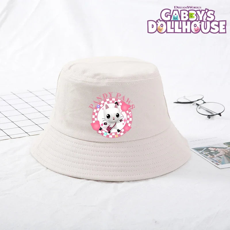 Gabby Dollhouse Bucket Hat Cotton Children Pot Flat Shade Sun Protection Spring Autumn Hats Cartoon Parent-Child Headdress Gift