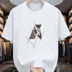 Men's summer 100 cotton fashionable casual sports loose plus size letter pattern printed round neck short sleeved T-shirt