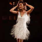 Evening Party Dress For Women 2023 Summer Elegant Bodycon Sexy Club Camisole Tassel Dance Mini Dress Female Clothing Vestido Dre