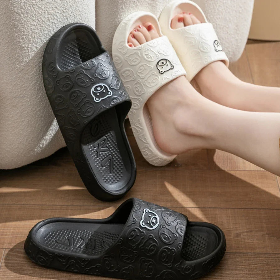 Fashion Men's Slippers Summer Indoor Printting Bear Bathroom Anti-slip Soft Sole Women Comfortable Causal Homeshoes Couple