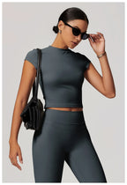 SWELTERING Women Short Sleeve Yoga Top Sport T Shirts Fitness Workout Clothes Yoga Shirt Gym Top Running Active Wear Sport Top