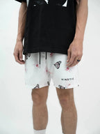 Summer New men short pant Rose Design Casual Shorts Street Hip Hop Fitness Polyester Fast Dry Breathable Embroidery Men Shorts