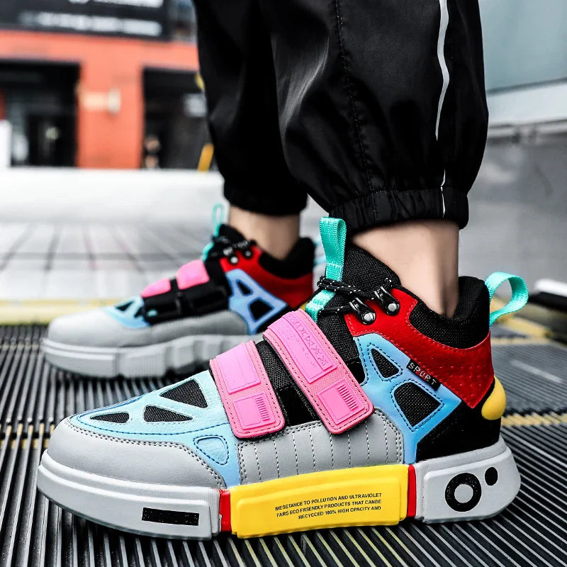 Wudao student couple sports board shoes Women's new non-slip thick soled sports shoes men ventilated Velcro casual shoes