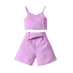 Toddler Kids Baby Girls Clothes Sets Strap Sleeveless Vest Tops Shorts 2PCS Summer Outfits Fashion Girls Clothes Set 0-6Years