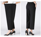 Summer Thin Breathable Elastic Pants 8XL Women's Solid Color High Waisted Loose Casual Pants Middle-aged Elastic straight leg