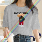 Ladies Fashion Cotton T-shirt Women Short Sleeve Top Printed Pattern T-shirt 2025 Summer New Loose Round Neck Women Clothing