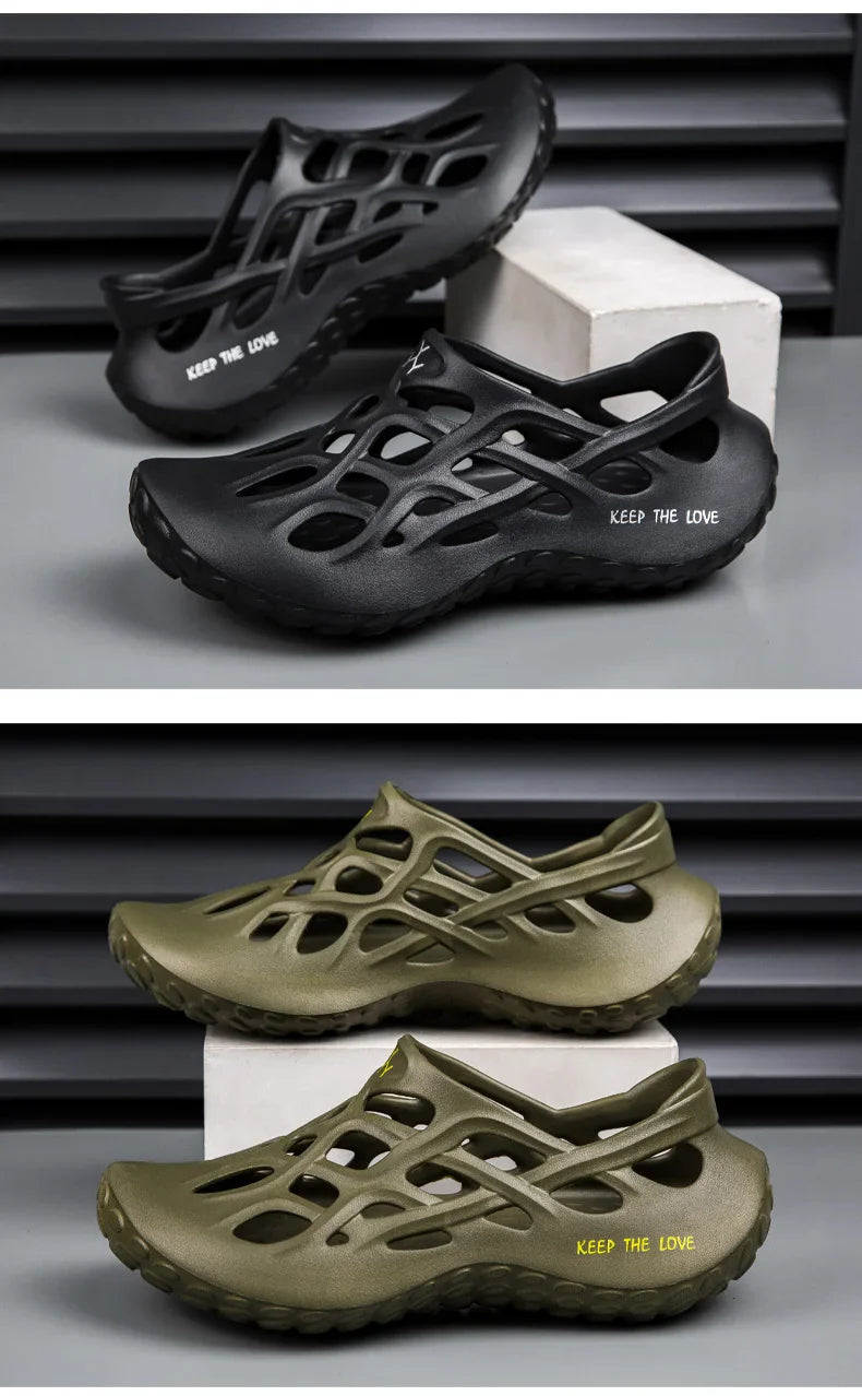 Summer Men Sandals Light EVA Men's Casual Shoes Hole Shoes Clogs Lovers Home Garden Outdoor Male Beach Flat Slippers Big Size