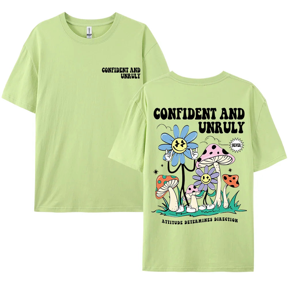 Confident And Unruly Attitude Determines Direction Men T Shirt Cotton Shirt Street Loose T-Shirts Summer Breathable Short Sleeve