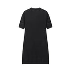 Elegant Women's Knitted Short Sleeve Dress Single Breasted High Waist Button Mini Curvy Dresse Knitwears White Black Summer 2025