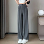 Women Full Length Pants Lady Baggy High Waist Wide Leg Solid Color Trousers Lady Straight Leg Mom Classic Office Pants Slacks