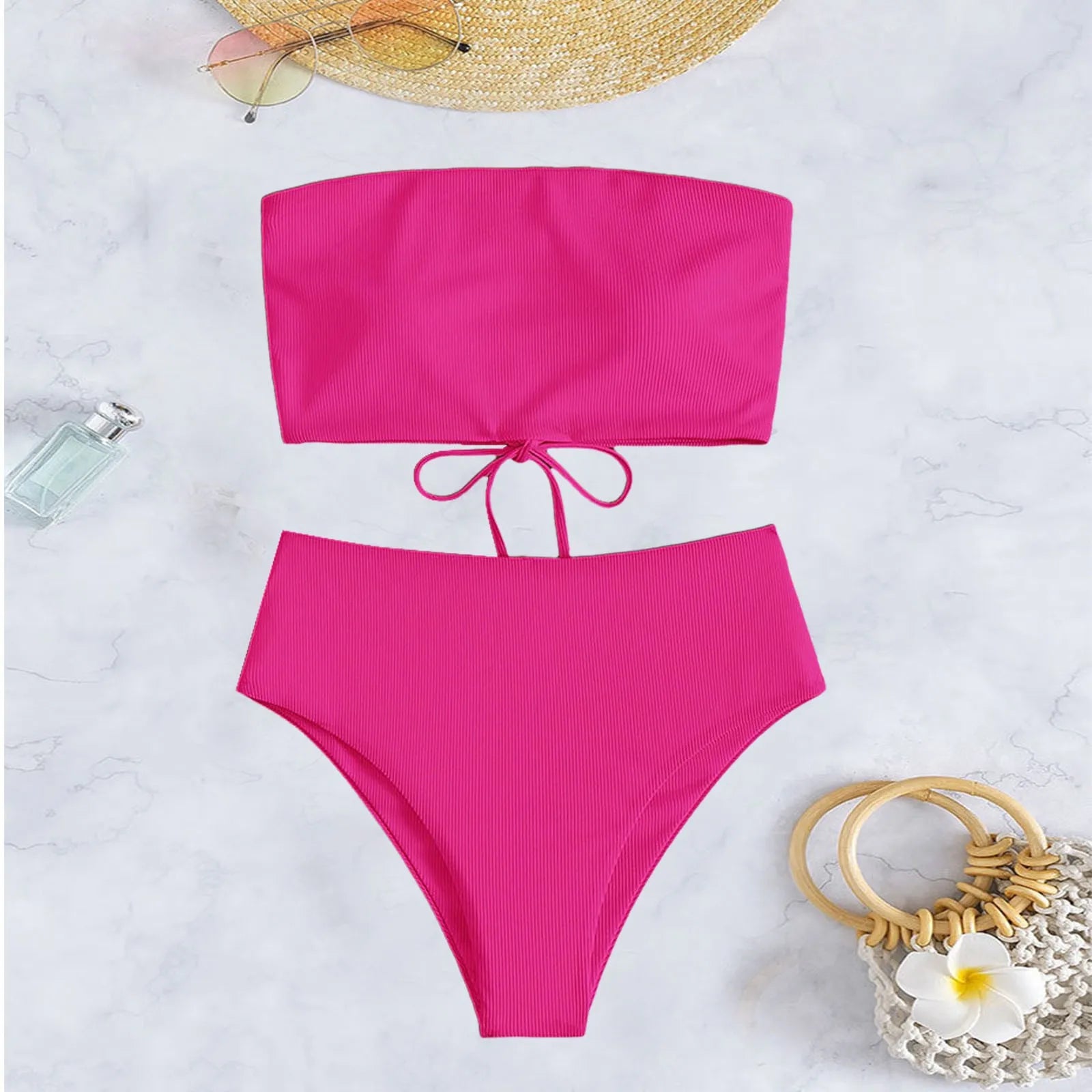 Bathing Suit Two-Piece Set Summer Swimwear Bra Briefs Bikini Set With Chest Pad Wire-Free Women Beach Suit Women Clothes