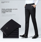 Top Grade Flat Waist Milk Shreds Business New Brand Casual Office Fashion Long Straight Pants Men Trousers Mens Clothes 2025