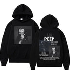 Hip hop rapper Lil Peep patterned hoodie high-quality fashion pullover men's and women's street fashion retro hooded sweatshirt