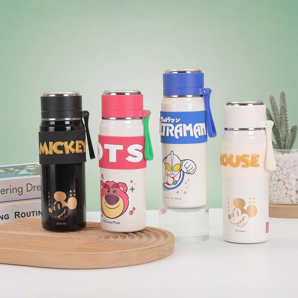 Disney Bullet Thermos Cup 500ML Stainless Steel 316 Children's Vacuum Flask Cartoon Students Special Rope Insulated Water Bottle