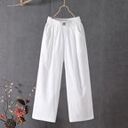 Lucyever Summer Elastic Waist Women's Pants Casual Solid Cotton Linen Ankle Length Pants Female 2023 High Quality Loose Trousers