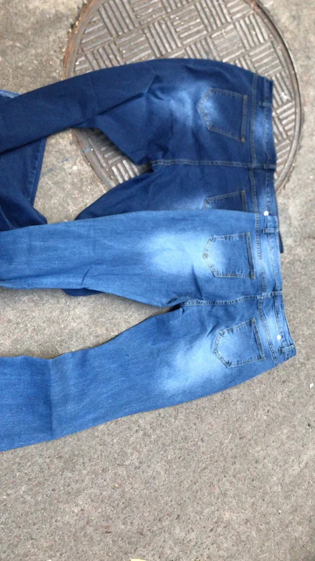 High-Waisted Jeans High Elasticity Splitter Fashion European American Net Red Direct Factory Sales Cross-Border Trade Goods